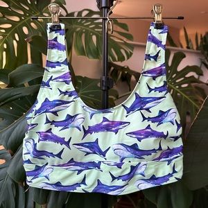1/XL Torrid Swim Mint Shark Pattern Wireless Scoop Bikini Top